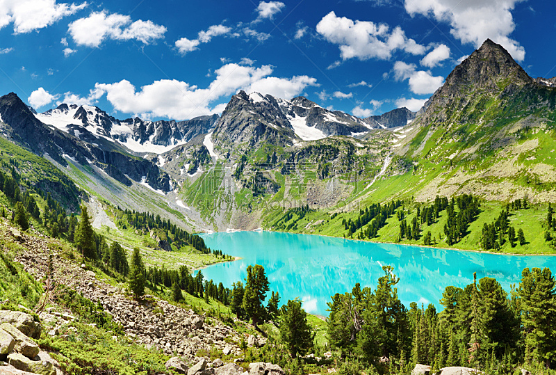 湖,山,水平画幅,岩石,雪,无人,夏天,户外,自然,山谷