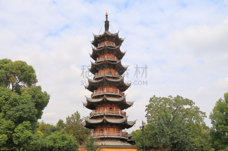 上海,宝塔,龙华寺,建筑,无人,传统,户外,城市,都市风景,水平画幅