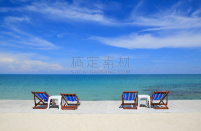 海滩,椅子,罗勇,桌子,水平画幅,沙子,无人,蓝色,户外