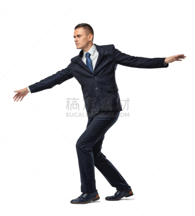 钢丝,男商人,白色,专心,分离着色,国境线,充满的,走钢丝,平衡,套装