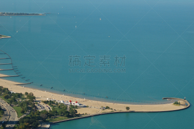 北大街海滩,美国,湖岸,水平画幅,芝加哥市,无人,2012,户外,密歇根湖,湖