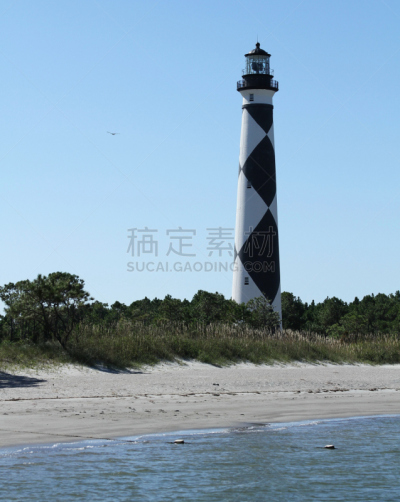 斗篷,灯塔楼,垂直画幅,北卡罗来纳,海滩,barrier islands,沙子,无人,大西洋,户外