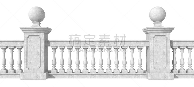 白色,栏杆,成一排,水平画幅,建筑,无人,阳台,全景,白色背景,巴洛克风格