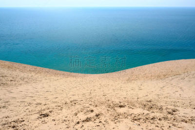 密歇根湖,密歇根,水,公园,水平画幅,高视角,沙子,无人,夏天,户外