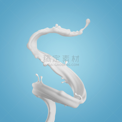 螺线,牛奶,涂料,三维图形,白色,液体,分离着色,蓝色背景,弯曲,溅