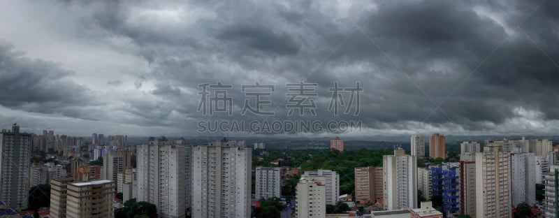 Panoramic dusk photo of the city Sao Jose dos Campos - Sao Paulo, Brazil - with cloudy sky