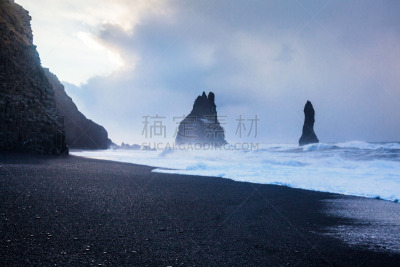 接力赛,风景,黑沙,蒂霍拉伊,维克,玄武岩,熔岩,水,天空,水平画幅