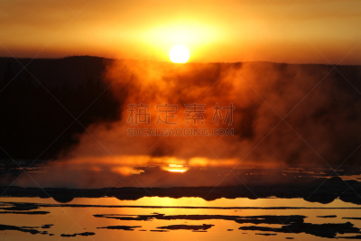 大泉间歇泉,下喷泉盆地,黄石公园,间歇泉,洛矶山脉,怀俄明,喷泉,水,天空,美国西部