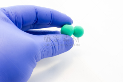 生物学,两个物体,科学家,拿着,三维图形,链球菌,手,细菌