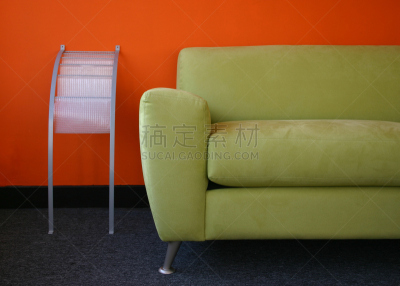 绿色,橙色,双人小沙发,座位,水平画幅,无人,平视角,家具,工作室
