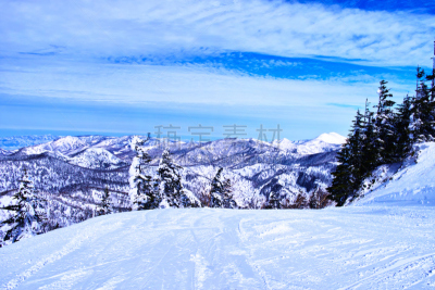 滑雪坡,天空,山之内町,里山,度假胜地,休闲活动,水平画幅,山,雪,长野县