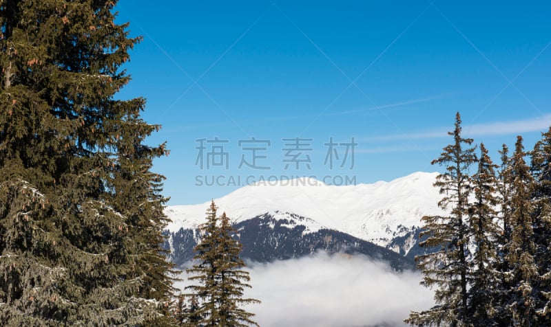 阿尔卑斯山脉,全景,山脉,平衡折角灯,梅瑞贝尔,高雪维尔,三个村落,天空,水平画幅,高视角