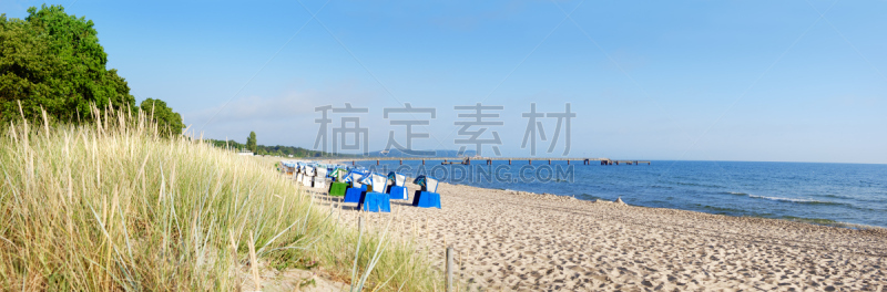 吕根岛,沙子,海滩,岛,德国,北,宾茨,梅克伦堡前波莫瑞州,天空,留白