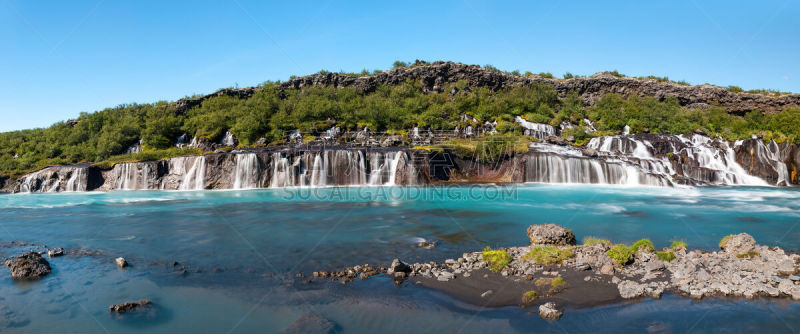 hraunfossar,river hvita,水,水平画幅,瀑布,户外,冰岛国,河流,小溪,自然