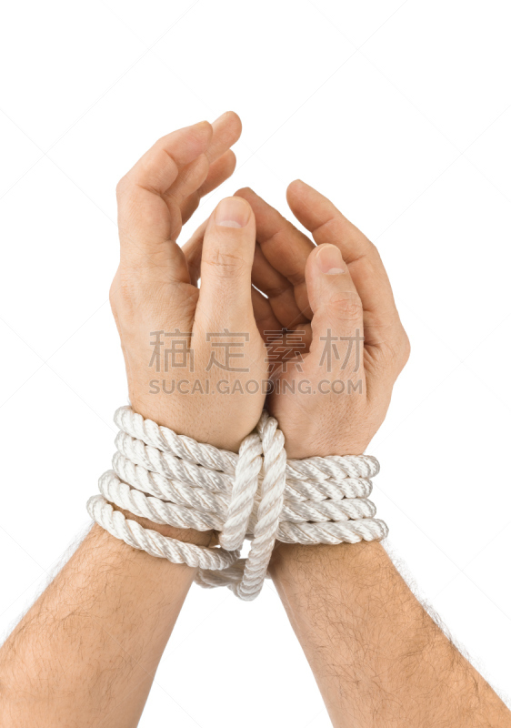 手,绑扎了的,抑制的,捕获的,手腕,垂直画幅,人,背景分离,做手势