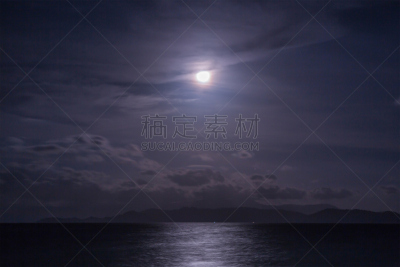 海洋,天空,在上面,云,金满月枫,月光,自然,水平画幅,夜晚,无人