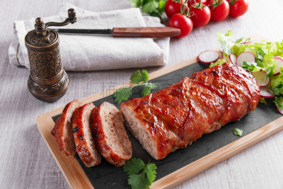 meat loaf,熏猪肉,有包装的,沙拉,lloyd bacon,肉馅面包,水平画幅,无人,配方,特写