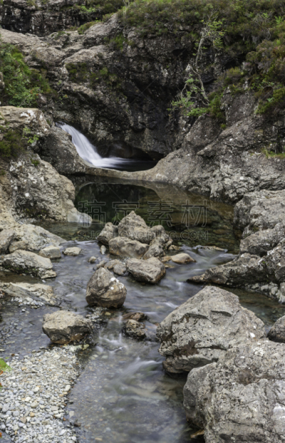 斯凯岛,池塘,瀑布,苏格兰,山,仙女,库林山脉,河床,垂直画幅,水