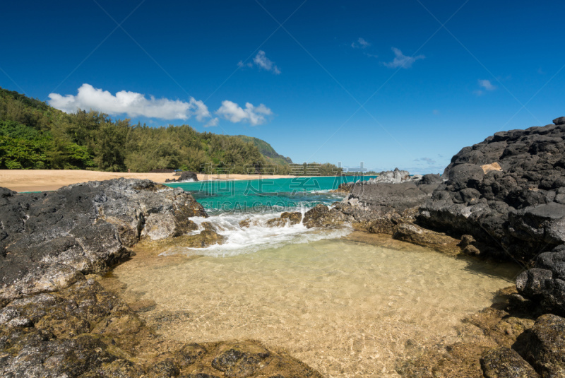 鲁玛哈伊沙滩,考艾岛,游泳池,波浪,流水,纳帕里,夏威夷,水,美,水平画幅