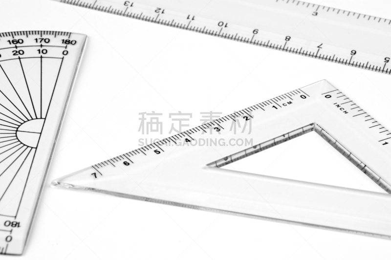 数学符号,三角板,水平画幅,无人,成品,白色背景,黑白图片,量角器,数学,尺