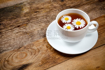 甘菊,花茶,甘菊花,活力,热,杯,茶杯,马克杯,植物,木制