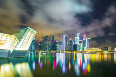 都市风景,新加坡市,建筑外部,车轮,水平画幅,新加坡,夜晚,无人,金融,城市天际线