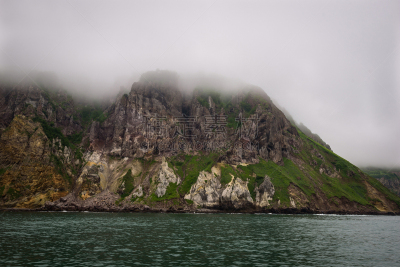 悬崖,绿色,岩石,海岸线,阿瓦恰火山,海湾,阿瓦钦斯基火山,堪察加半岛,水,水平画幅