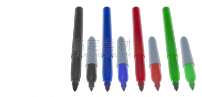 毡尖笔,巨大的,数字8,小的,办公用品,手工艺设备,水平画幅,绿色,无人,蓝色