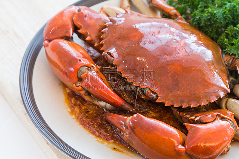 螃蟹,红色,餐具,水平画幅,膳食,海产,动物身体部位,特写,开胃酱,肉