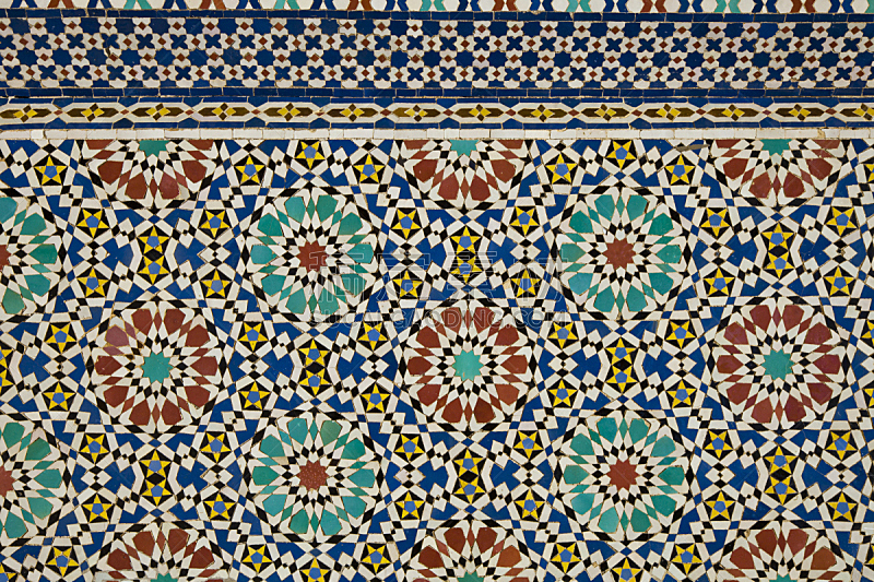 摩洛哥,摩尔人风格,留白,式样,艺术,水平画幅,纹理效果,墙,建筑,无人
