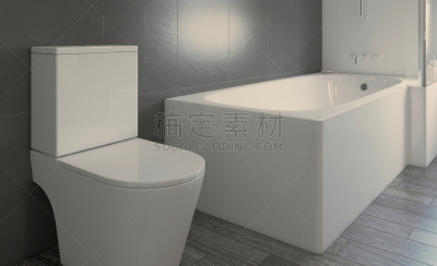 Modern bathroom including bath and sink. 3D rendering.