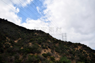 加利福尼亚,伯班克,电力线,美国,水平画幅,云,山,无人,北好莱坞,户外