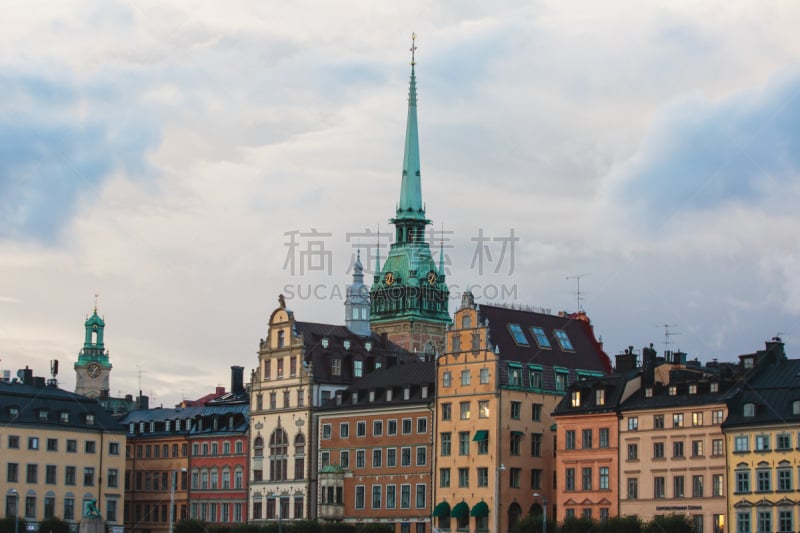 斯德哥尔摩,瑞典,渡轮,天空,风景,城市天际线,角度,航拍视角,夏天,海港