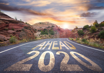 2020,新年前夕,前面,旅途,沥青,公路,户外,节日,前进的道路