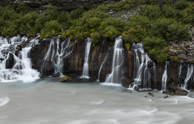 hraunfossar,瀑布,冰岛国,黄昏,加利福尼亚州路线1,水,天空,水平画幅,苔藓,夏天