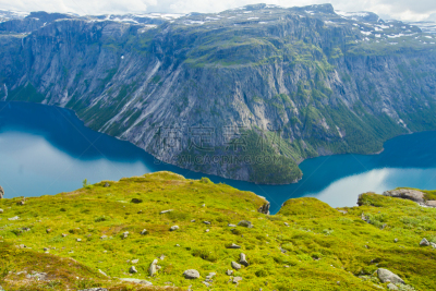 恶魔之舌,夏天,地形,山,全景,自然美,挪威,voringsfossen,奇迹石,杰拉格山