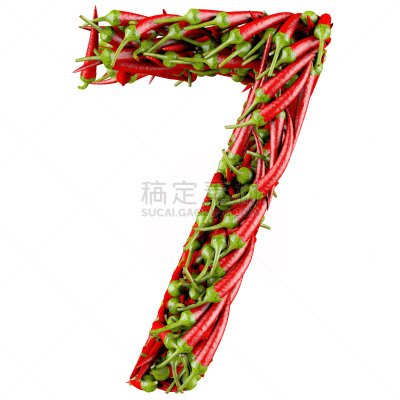 数字7,字母,形状,绘画插图,椒类食物,符号,维生素,组物体,特写,红辣椒