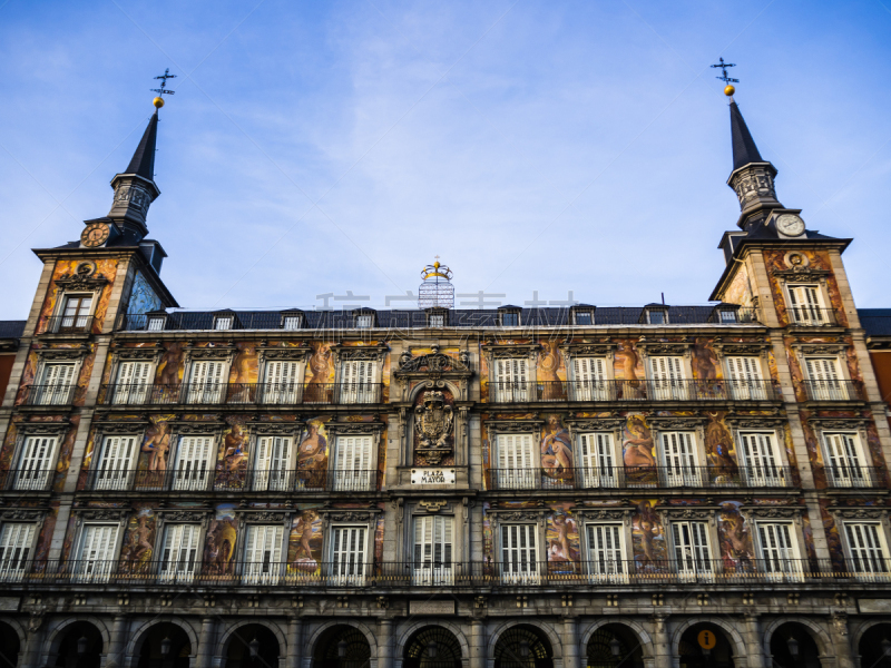 马约尔广场,马德里,城市生活,广场,著名景点,casa de la panaderia,窗户,户外,天空,建筑