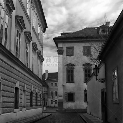 Desert street of Malá Strana (Nebovioska street), suggestive and mysterious district of Prague, ideal for an off-the-path tour