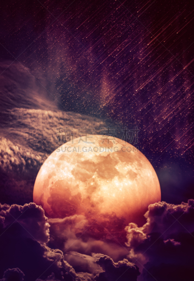 天空,超级月亮,地形,星星,流星雨,大群动物,超现实主义的,图像处理,云,泰国