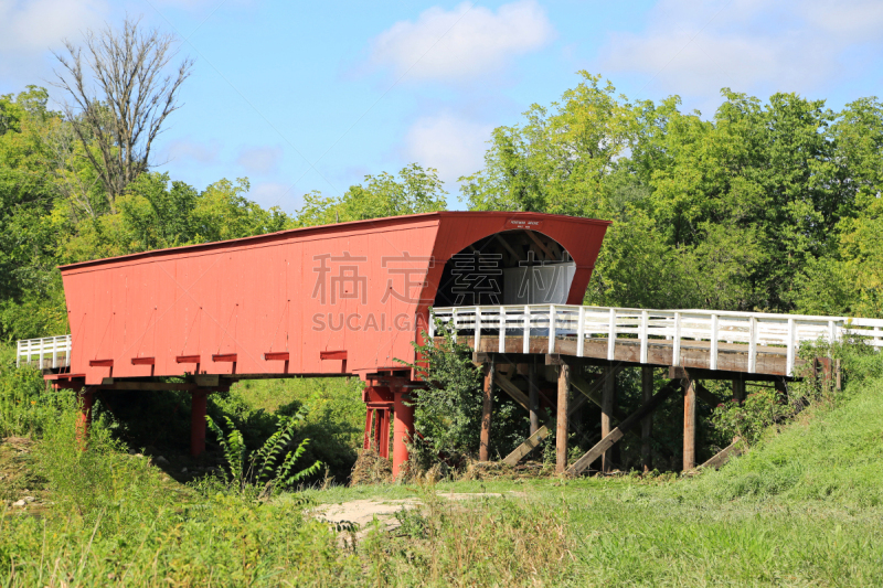 桥,红色,爱荷华,水平画幅,建筑,无人,著名景点,麦迪逊县,风景,有包装的