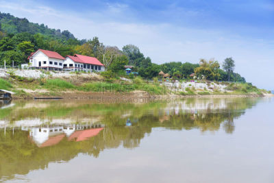 泰国,风景,湄公河,廊开,自然美,水,度假胜地,水平画幅,山,无人