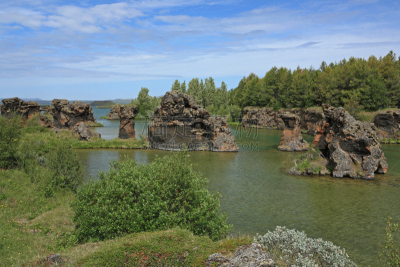 冰岛国,熔岩,米湖,岩层,水,天空,水平画幅,枝繁叶茂,无人,火山地形