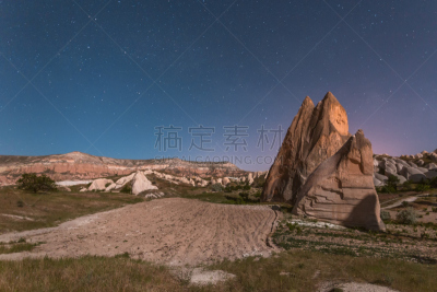 卡帕多奇亚,夜晚,土耳其,地形,厄古普,乌奇夏,戈雷梅,内夫谢希尔,水平画幅,山