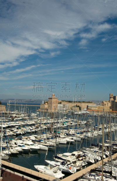 海港,马赛,法国,圣约翰的堡垒,老港,固定的,垂直画幅,高视角,无人,要塞