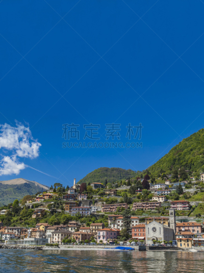 意大利,山麓百汇,科摩湖,科莫,垂直画幅,水,小的,建筑,无人,乡村