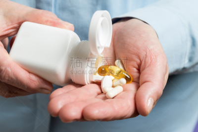 葡萄糖胺,钙,营养品,白色,瓶子,手掌,女人,胶囊,手,药