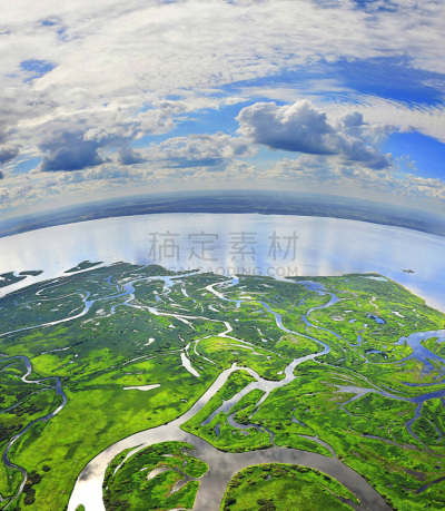 风景,顶部,垂直画幅,水,天空,高视角,超现实主义的,夏天,湖,草