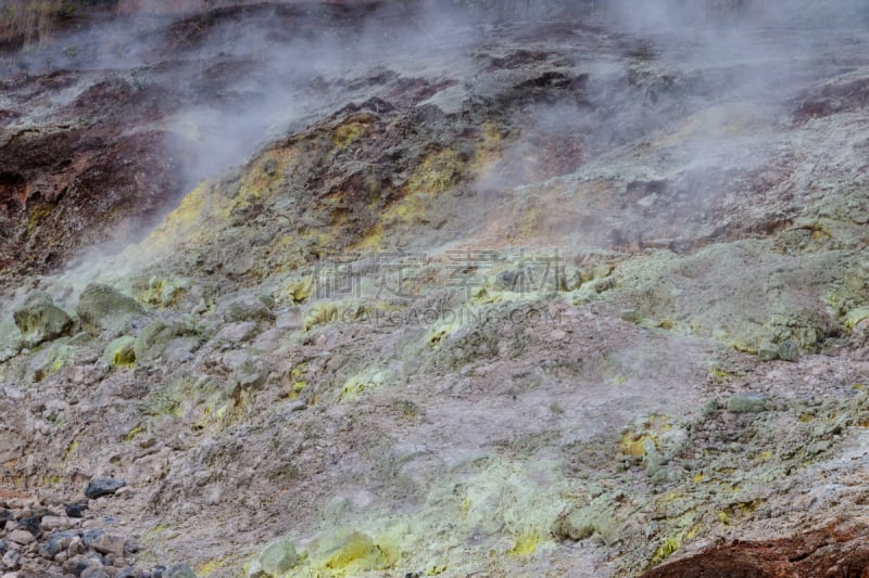 银行,硫磺,火山,黄色,夏威夷大岛,天然气,腰部以下,热,洞,太平洋岛屿