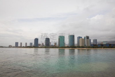 市区,海滩,建筑体,美,魔幻岛,水平画幅,无人,户外,热带气候,风景